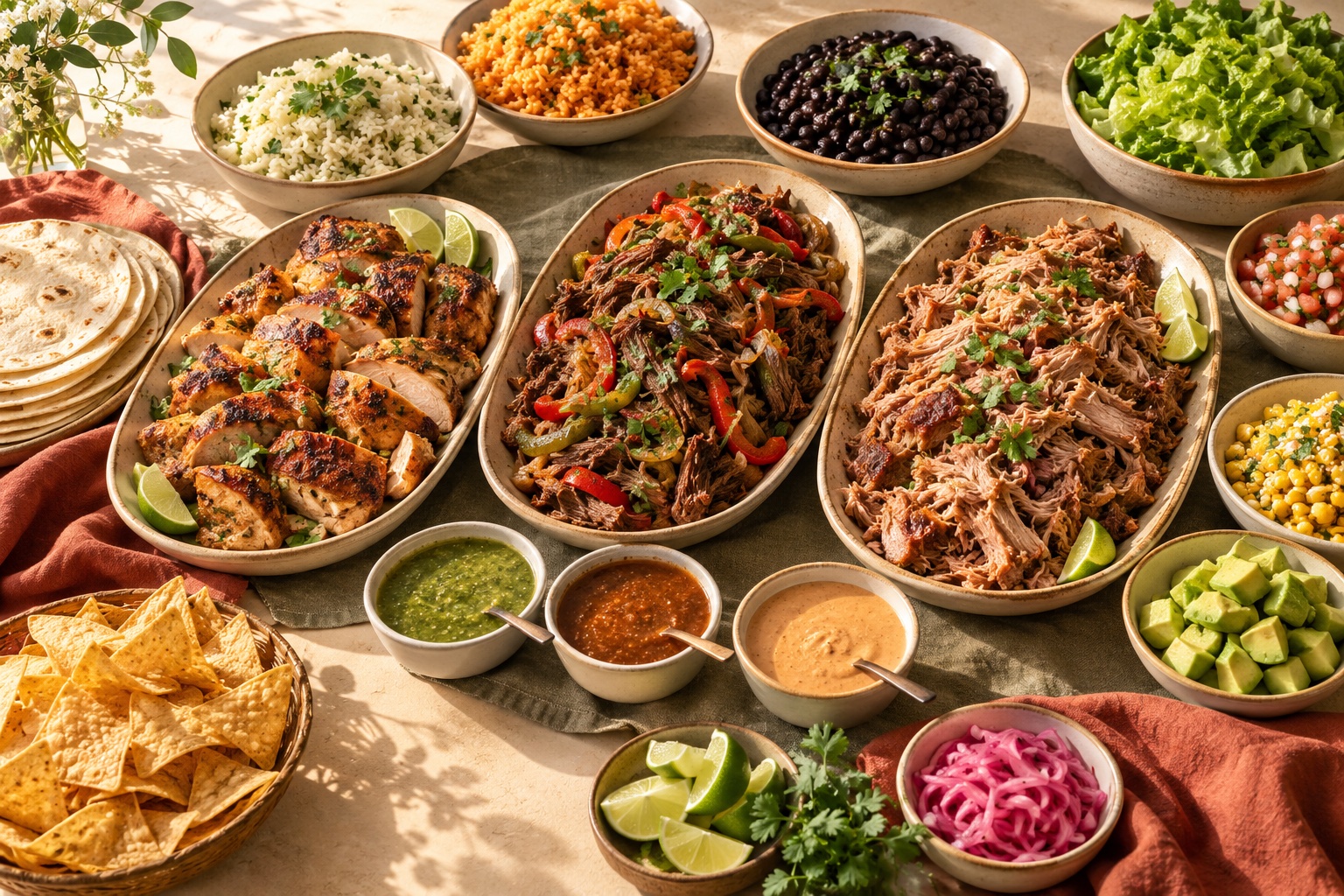 Tres illustrative catering spread